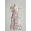 Chiffon Flower Short Sleeve Girls Princess Dress